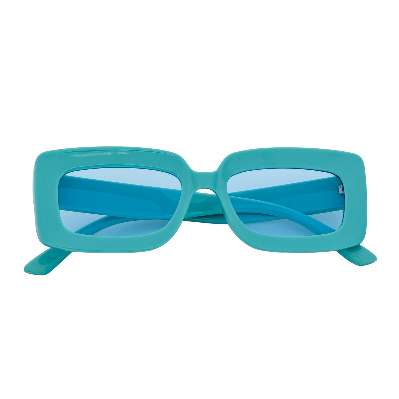 MOD - Small Thick Rectangle Retro 90s Style Sunglasses Blue Blue Tint