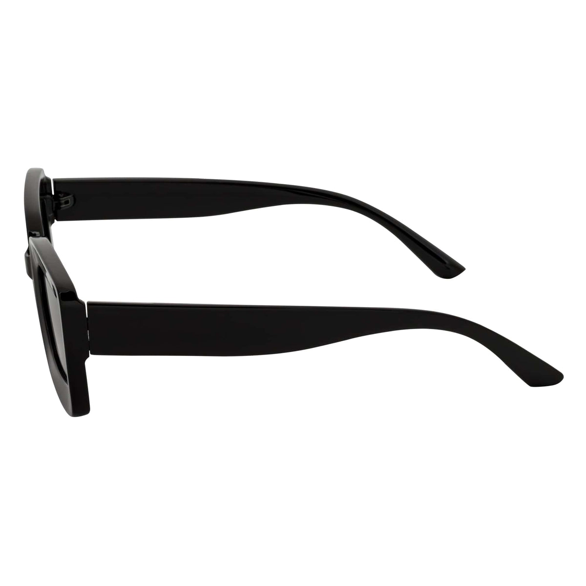 MOD - Small Thick Rectangle Retro 90s Style Sunglasses Gloss Black Smoke