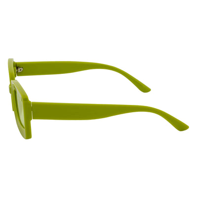 MOD - Small Thick Rectangle Retro 90s Style Sunglasses Green Green Tint