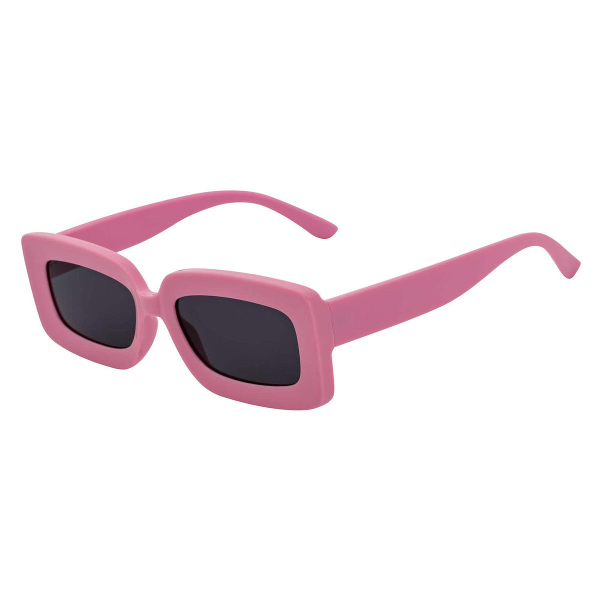 MOD - Small Thick Rectangle Retro 90s Style Sunglasses Light Pink Smoke