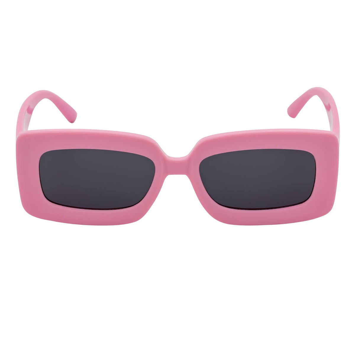MOD - Small Thick Rectangle Retro 90s Style Sunglasses Light Pink Smoke