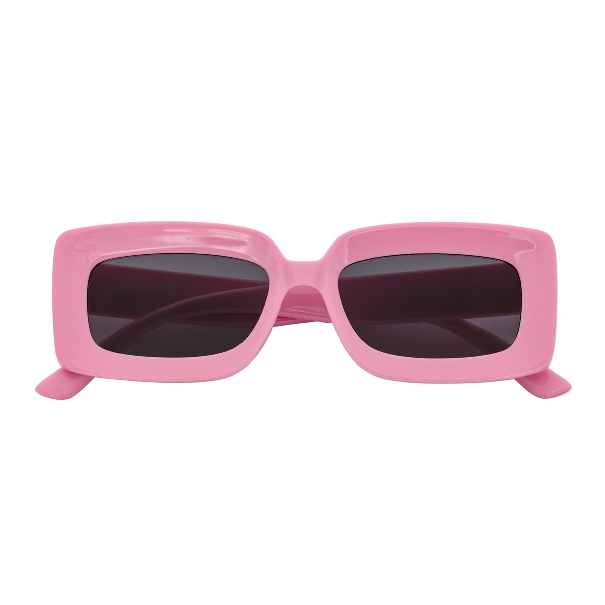 MOD - Small Thick Rectangle Retro 90s Style Sunglasses Light Pink Smoke