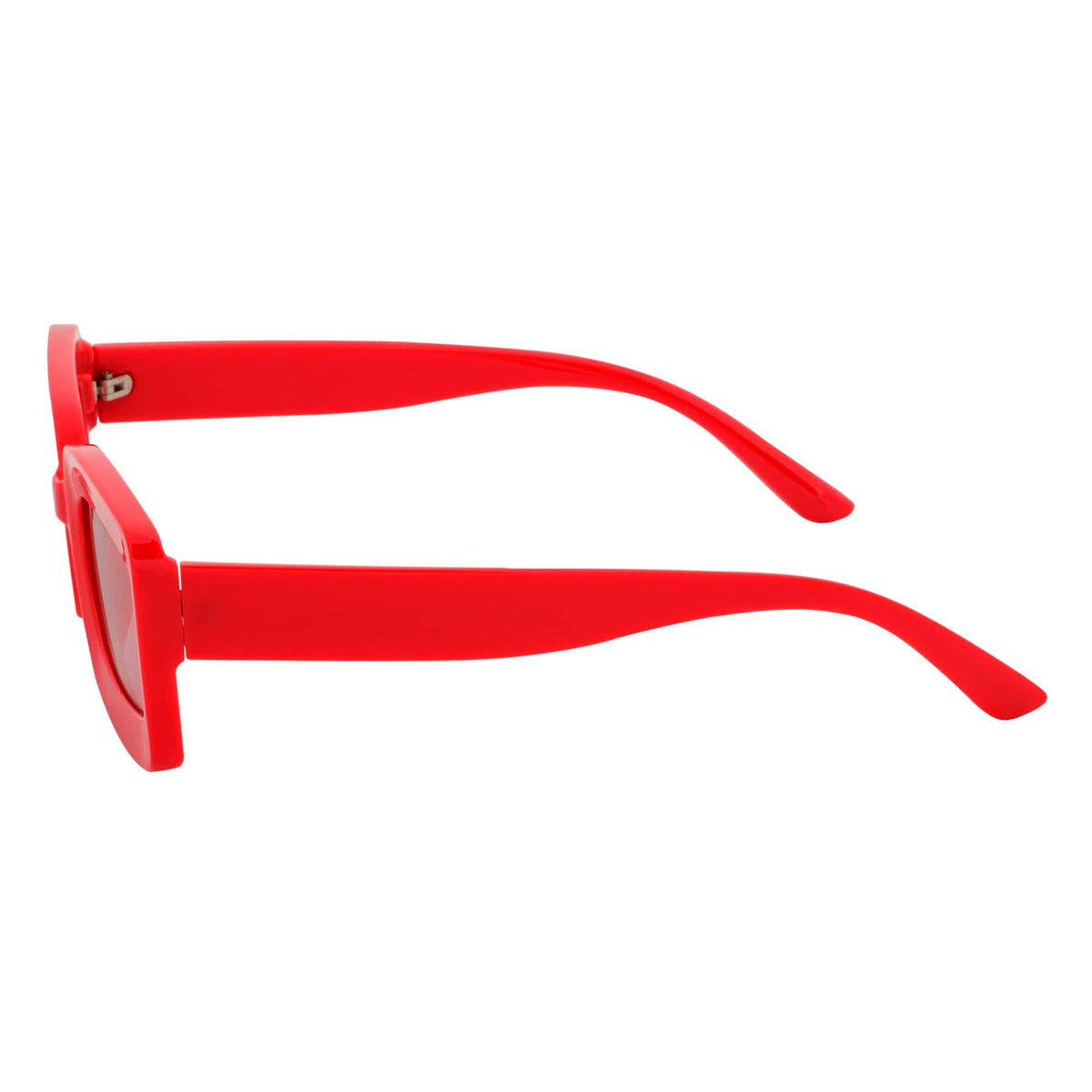 MOD - Small Thick Rectangle Retro 90s Style Sunglasses Red Pink Tint