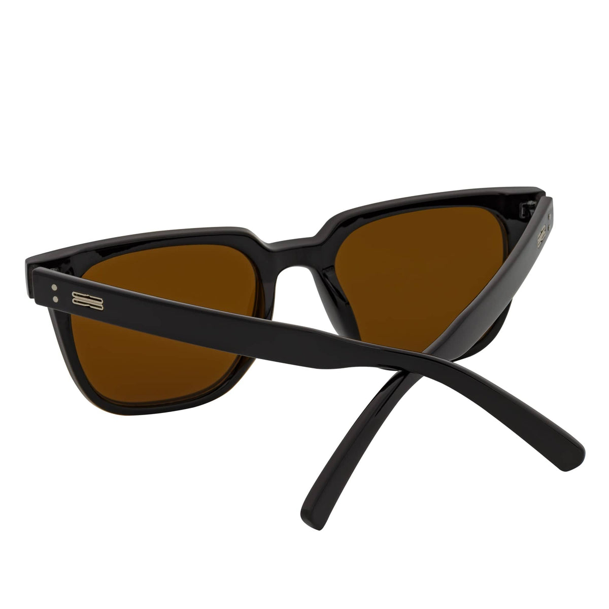 MONDO - High Fashion Square Horn Rimmed Sunglasses Black Brown Tint