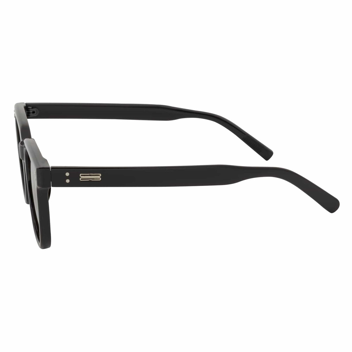 MONDO - High Fashion Square Horn Rimmed Sunglasses Black Brown Tint