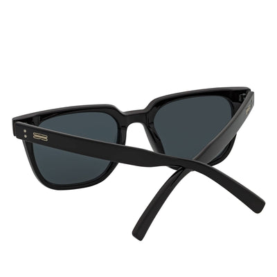 MONDO - High Fashion Square Horn Rimmed Sunglasses Black Smoke Tint