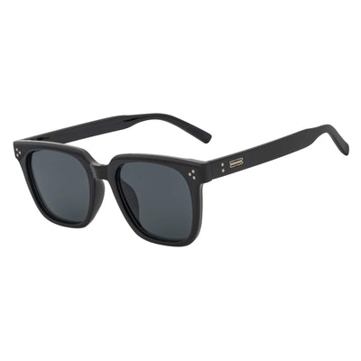 MONDO - High Fashion Square Horn Rimmed Sunglasses Black Smoke Tint
