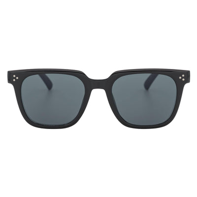 MONDO - High Fashion Square Horn Rimmed Sunglasses Black Smoke Tint
