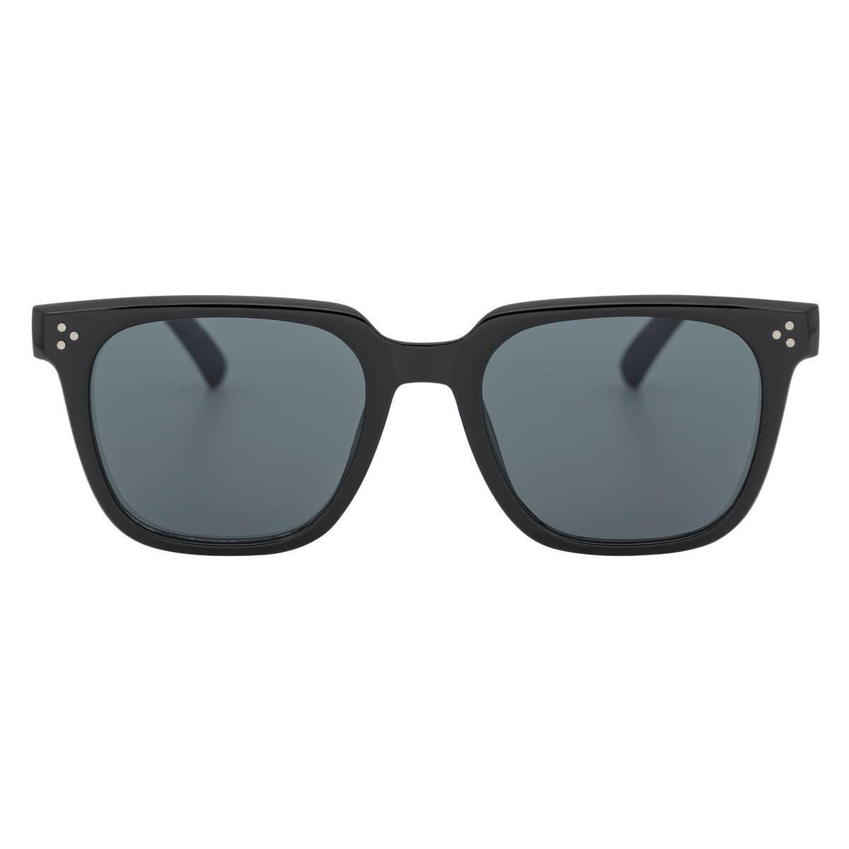 MONDO - High Fashion Square Horn Rimmed Sunglasses Black Smoke Tint