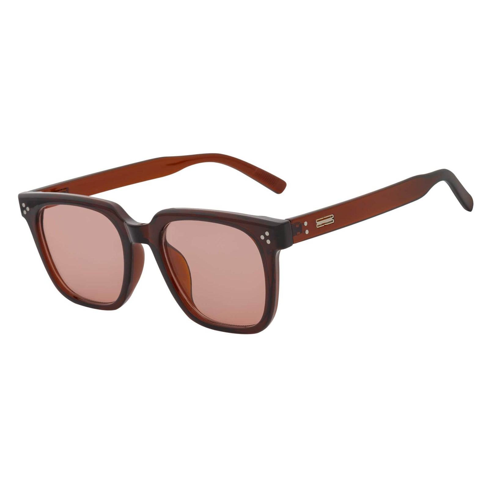 MONDO - High Fashion Square Horn Rimmed Sunglasses Clear Brown Pink Tint - MorspecsM1098-5