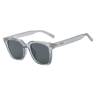 MONDO - High Fashion Square Horn Rimmed Sunglasses Clear Gray Smoke Tint