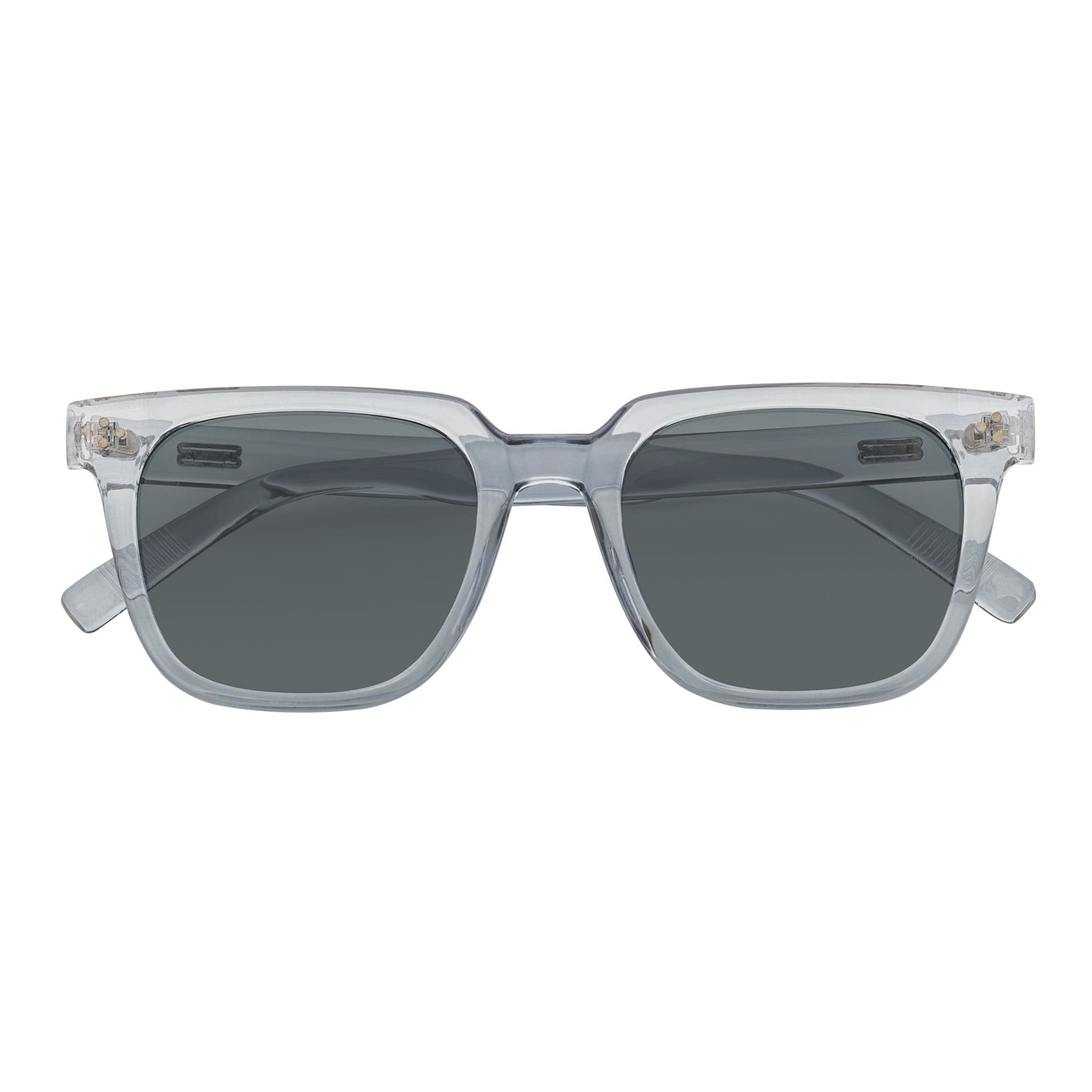 MONDO - High Fashion Square Horn Rimmed Sunglasses Clear Gray Smoke Tint