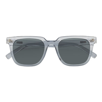 MONDO - High Fashion Square Horn Rimmed Sunglasses Clear Gray Smoke Tint