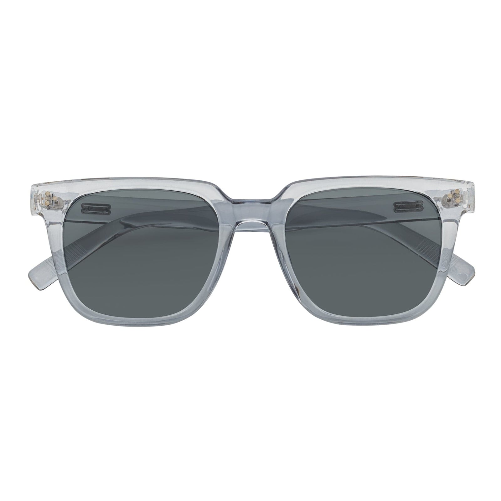 MONDO - High Fashion Square Horn Rimmed Sunglasses Clear Gray Smoke Tint