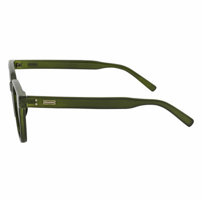 MONDO - High Fashion Square Horn Rimmed Sunglasses Green Smoke Tint