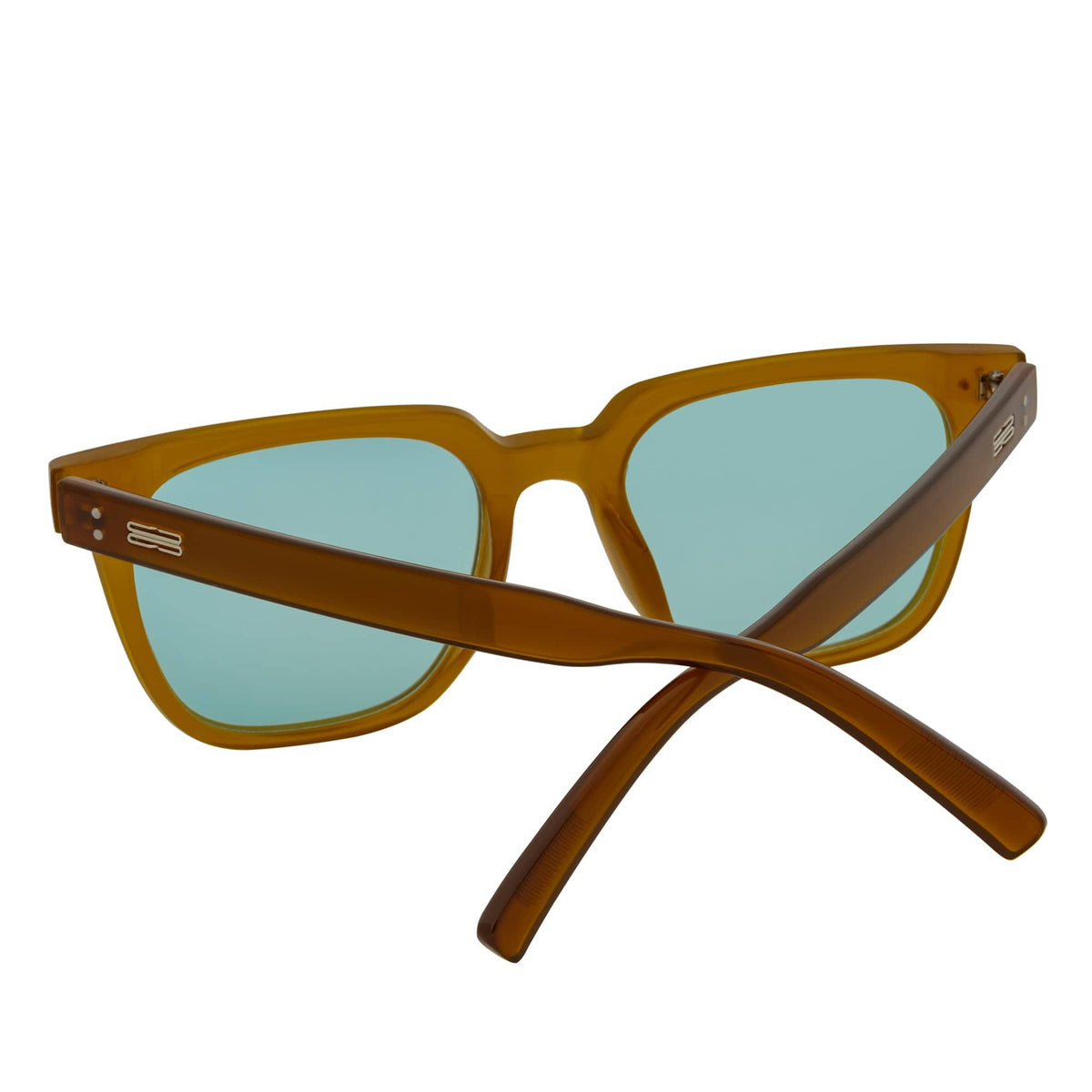 MONDO - High Fashion Square Horn Rimmed Sunglasses Tan Green Tint