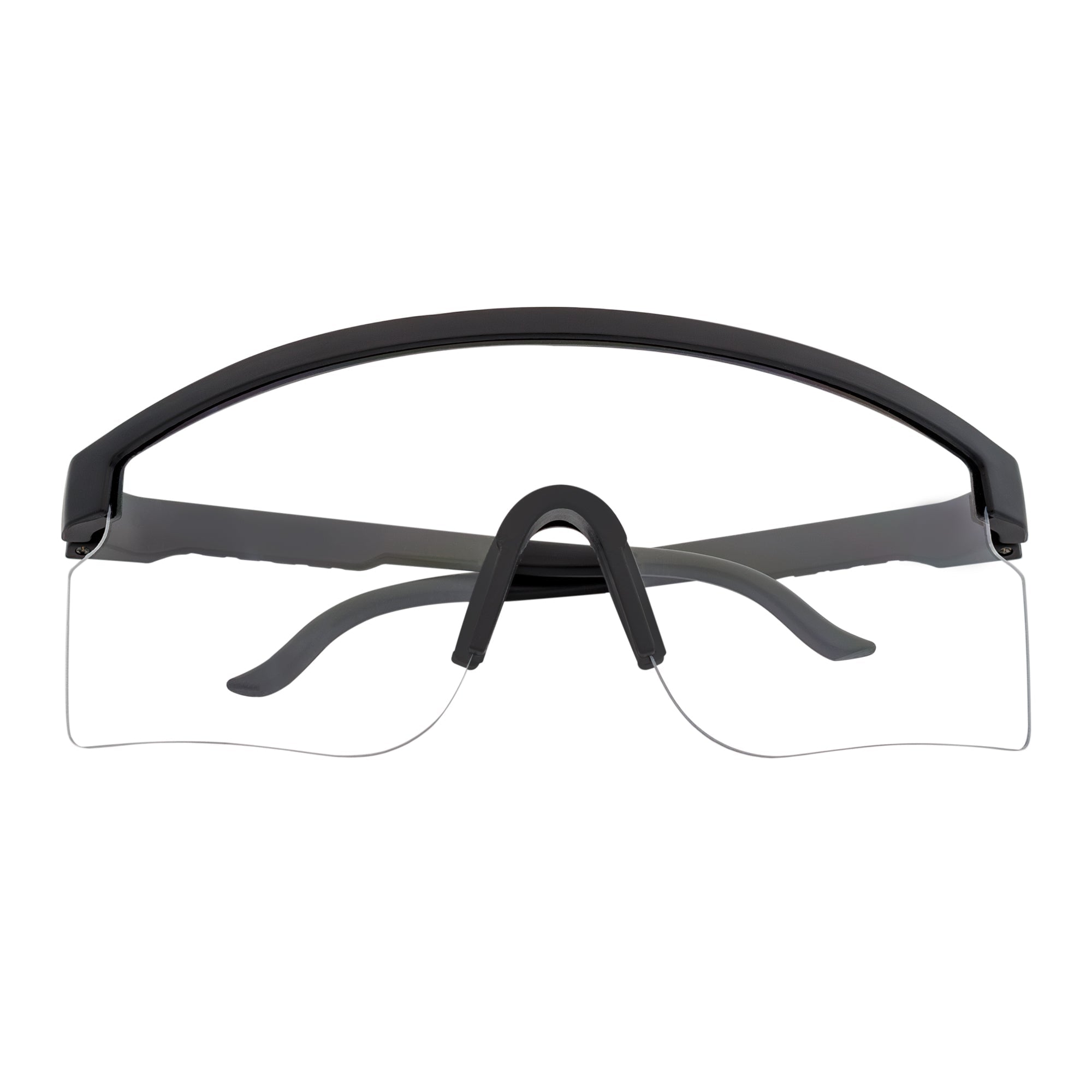 MONOLITH - X - Large Rimless Sports Matte Black Shield Glasses Clear Blue Light Lens
