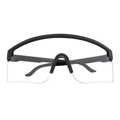 MONOLITH - X - Large Rimless Sports Matte Black Shield Glasses Clear Blue Light Lens