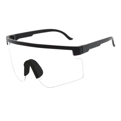 MONOLITH - X - Large Rimless Sports Matte Black Shield Glasses Clear Blue Light Lens