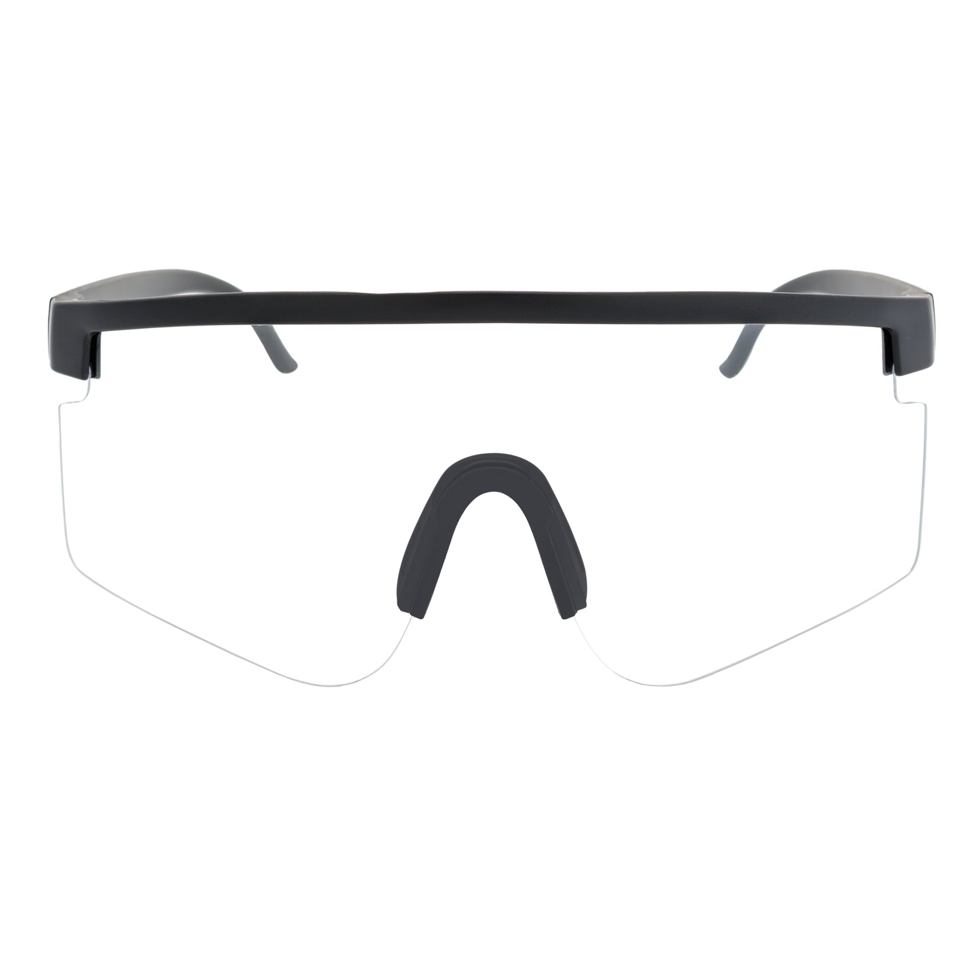 X-Large Rimless Sports Matte Black Shield Glasses Clear Lens – Morspecs