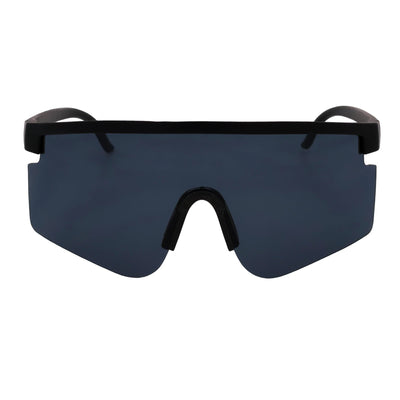 MONOLITH - X - Large Rimless Sports Shield Sunglasses Matte Black Dark Smoke Tint