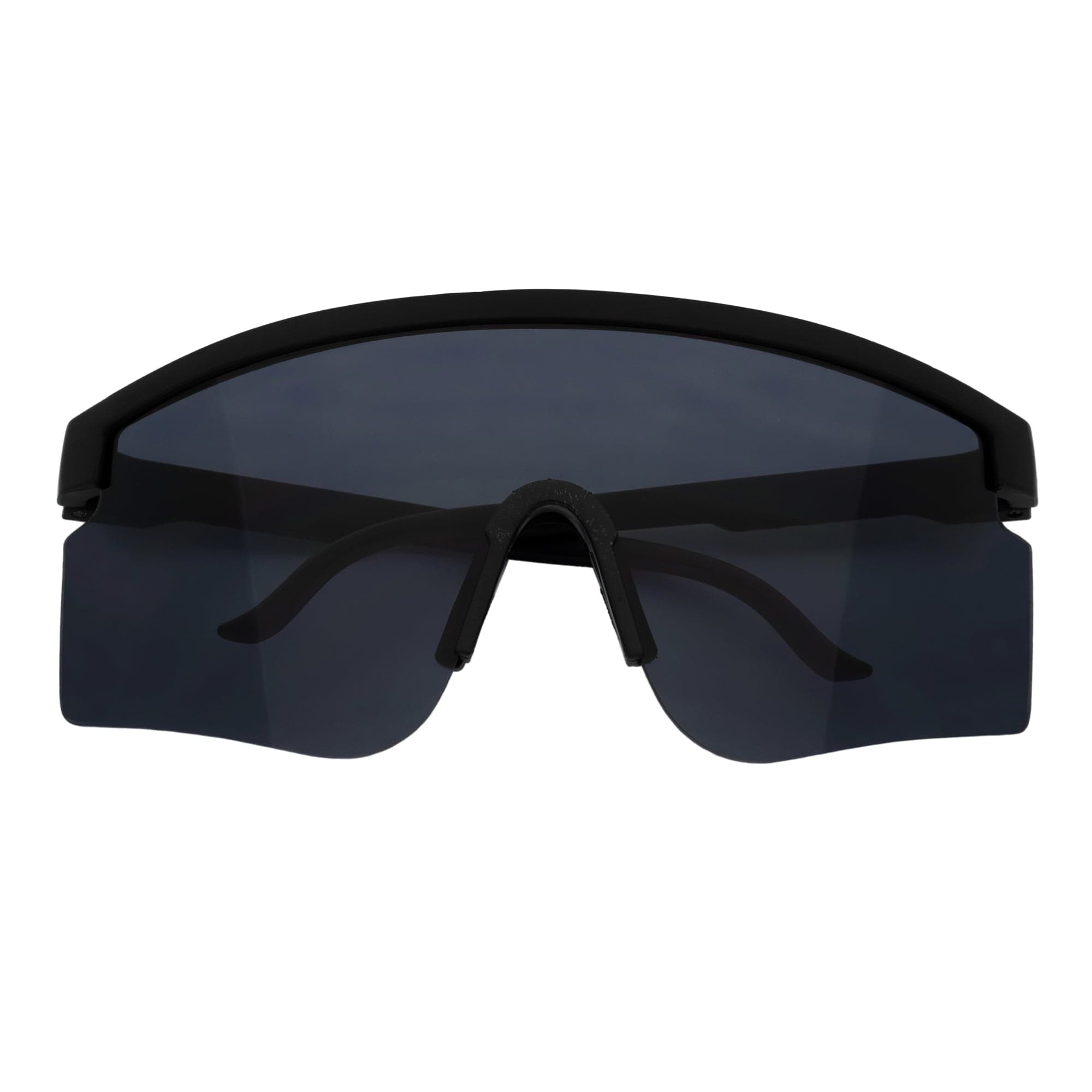 MONOLITH - X - Large Rimless Sports Shield Sunglasses Matte Black Dark Smoke Tint - MorspecsM1011-5