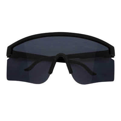 MONOLITH - X - Large Rimless Sports Shield Sunglasses Matte Black Dark Smoke Tint - MorspecsM1011-5