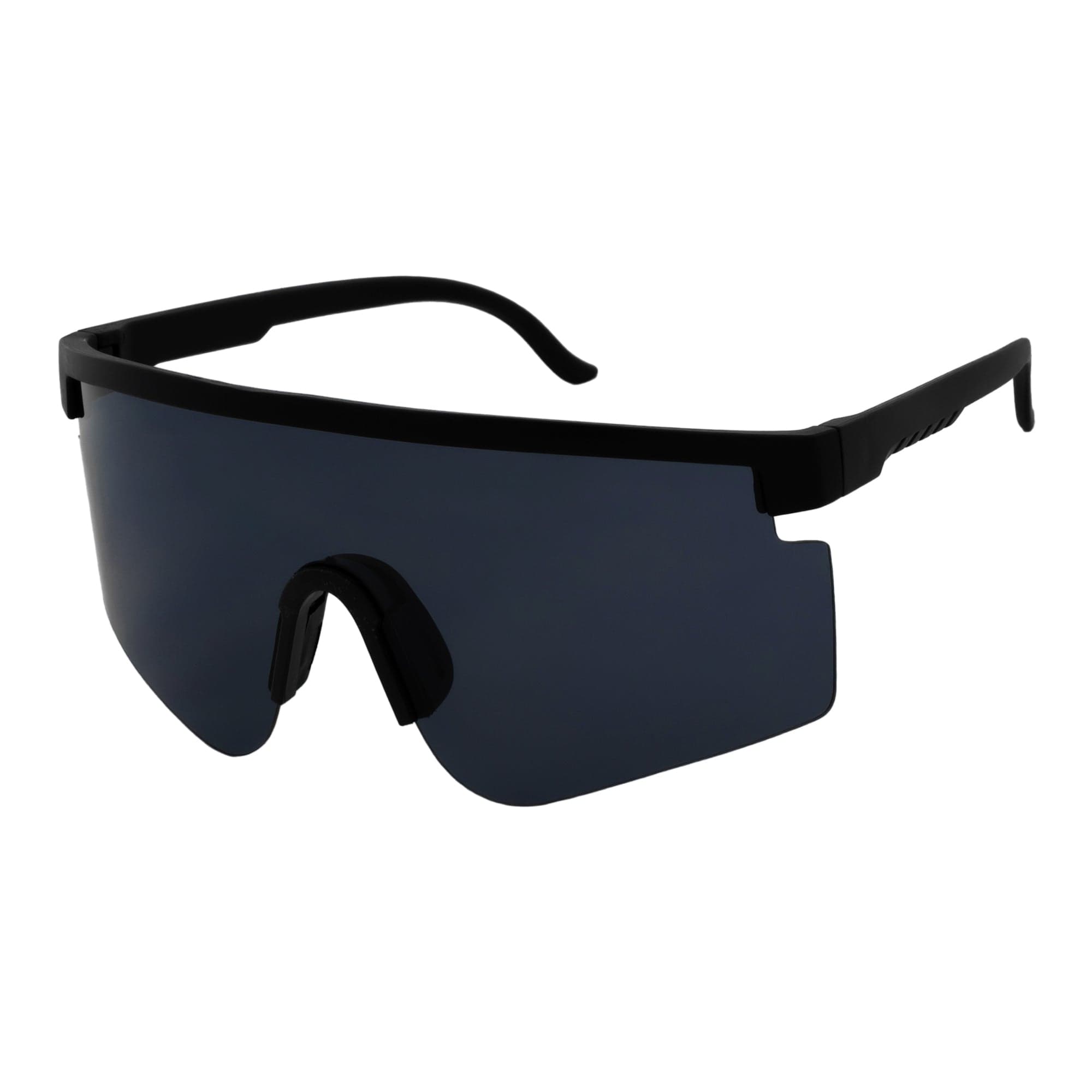 MONOLITH - X - Large Rimless Sports Shield Sunglasses Matte Black Dark Smoke Tint