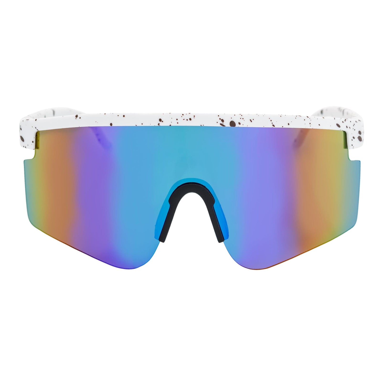 MONOLITH - X - Large Rimless Sports Shield Sunglasses White - Blue Mirror