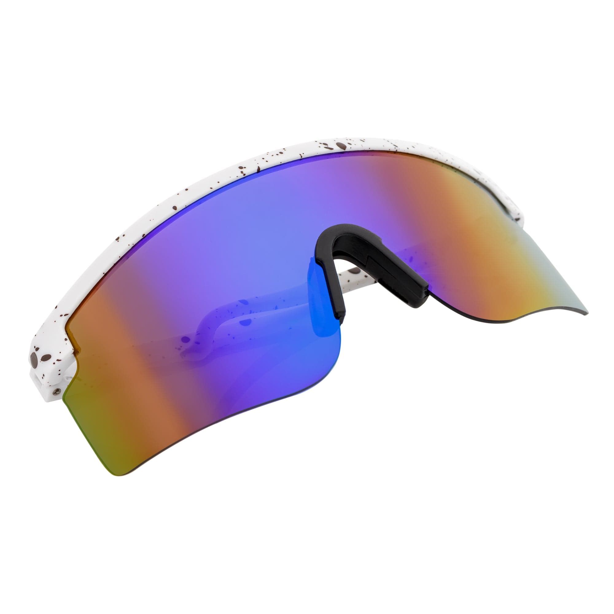 MONOLITH - X - Large Rimless Sports Shield Sunglasses White - Blue Mirror