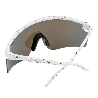 MONOLITH - X - Large Rimless Sports Shield Sunglasses White - Blue Mirror
