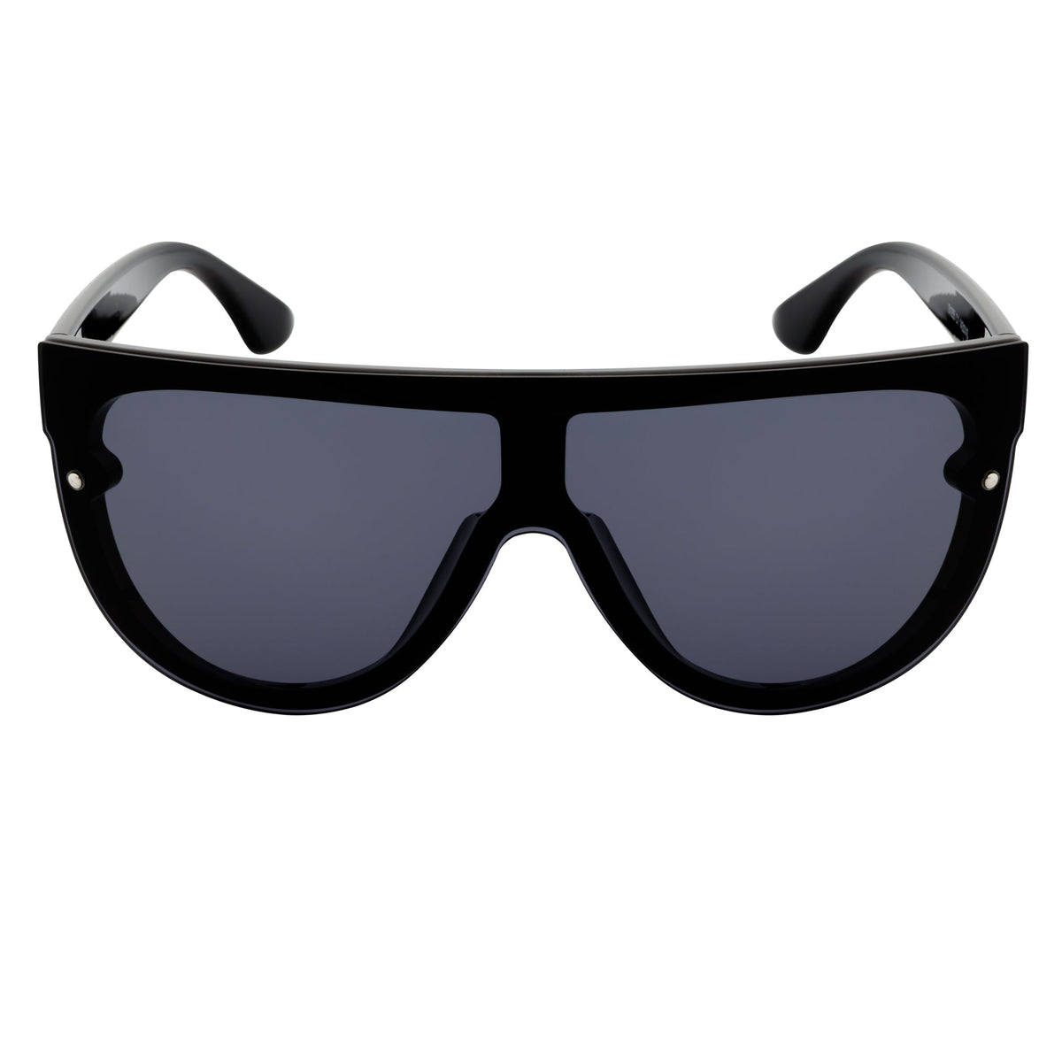MONOS - Oversize Flat Top Rimless Shield Sunglasses Black Smoke