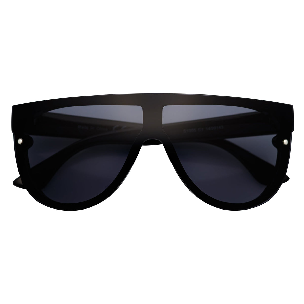 MONOS - Oversize Flat Top Rimless Shield Sunglasses Black Smoke