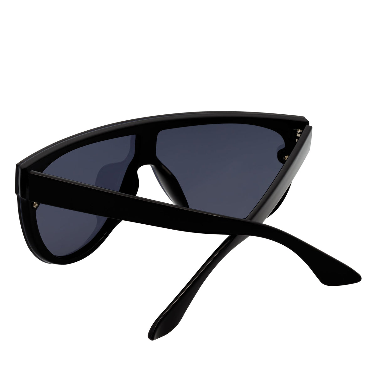 MONOS - Oversize Flat Top Rimless Shield Sunglasses Black Smoke