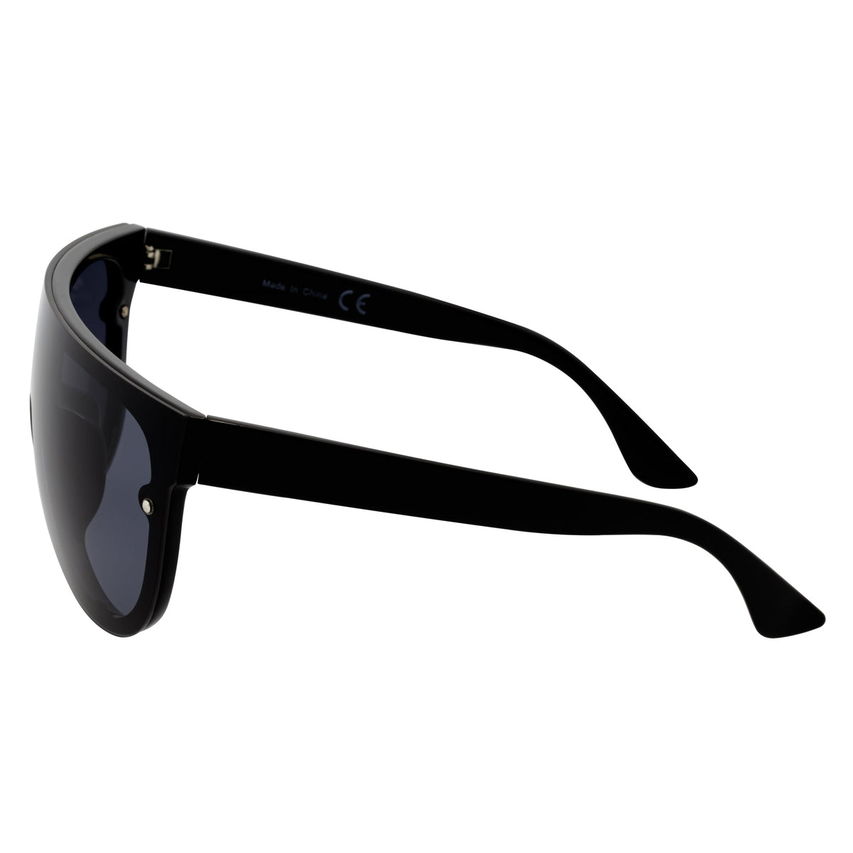 MONOS - Oversize Flat Top Rimless Shield Sunglasses Black Smoke
