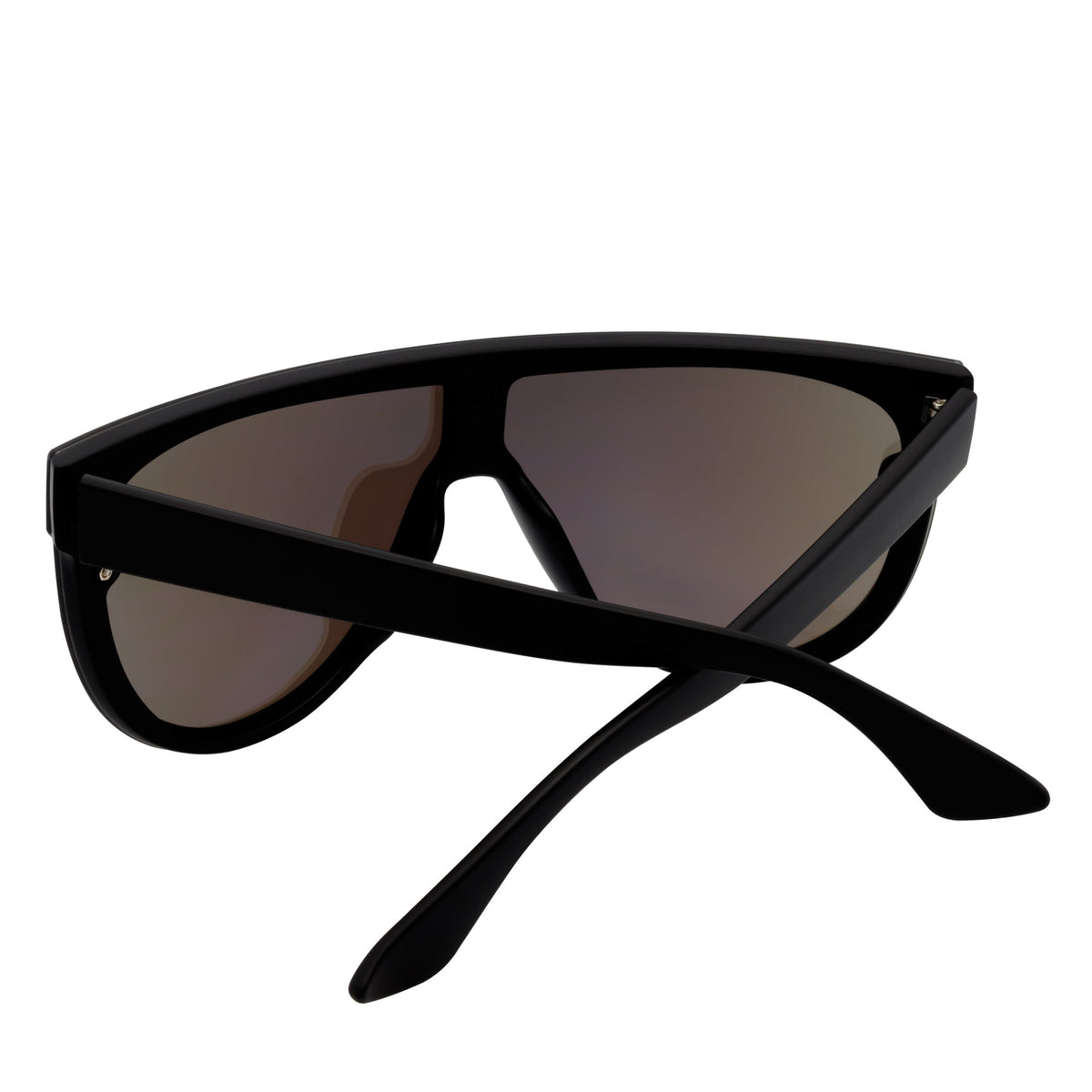 MONOS - Oversize Flat Top Rimless Shield Sunglasses Clear Silver-Mirror