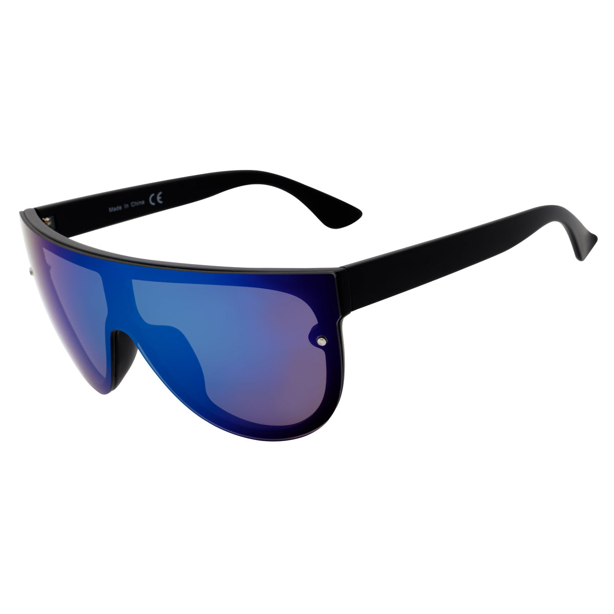MONOS - Oversize Flat Top Rimless Shield Sunglasses Clear Silver-Mirror