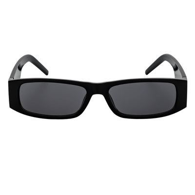 MONTERREY - Thick Frame 90s Style Small Rectangle Sunglasses Black Smoke