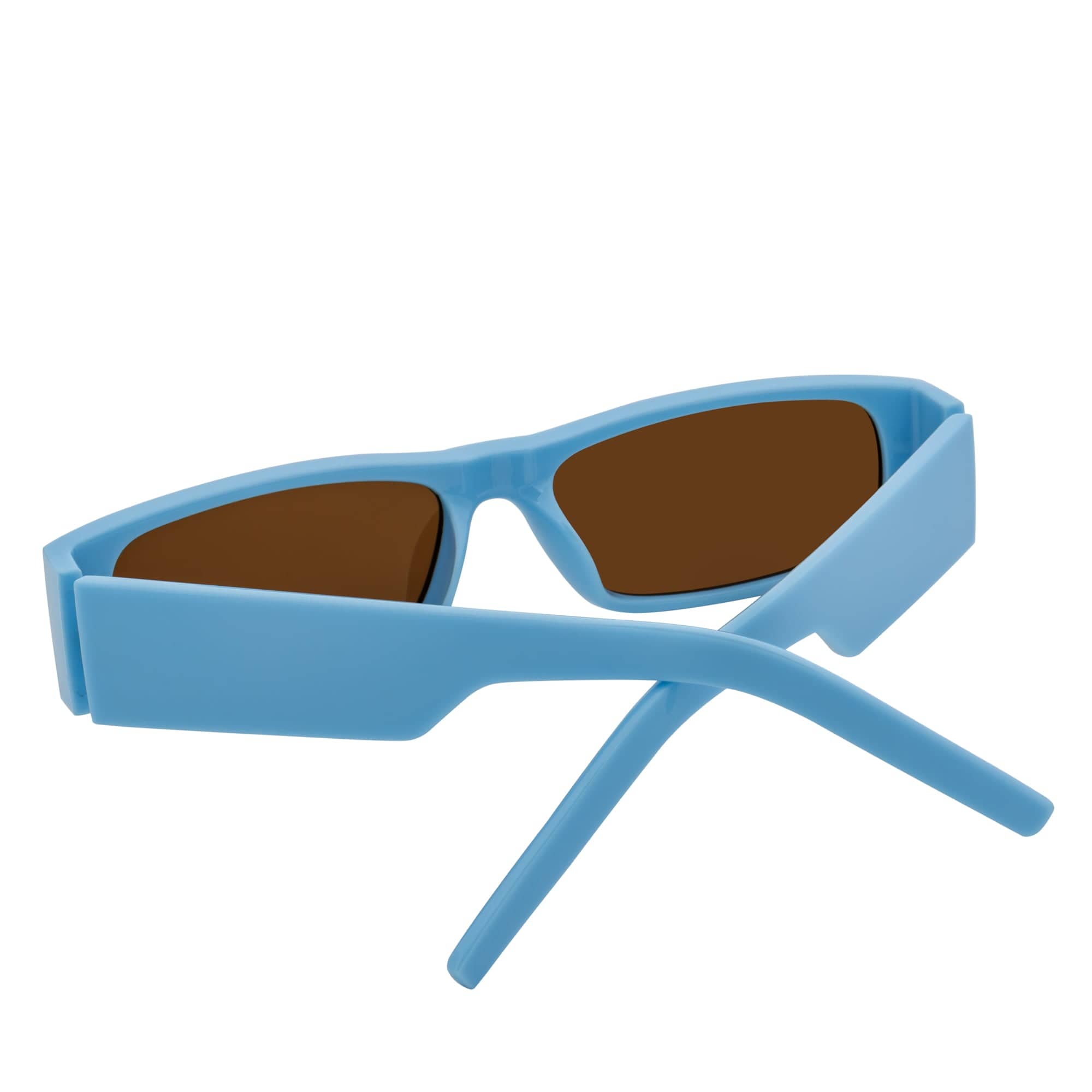 MONTERREY - Thick Frame 90s Style Small Rectangle Sunglasses Blue Brown