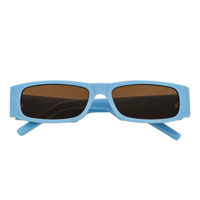 MONTERREY - Thick Frame 90s Style Small Rectangle Sunglasses Blue Brown