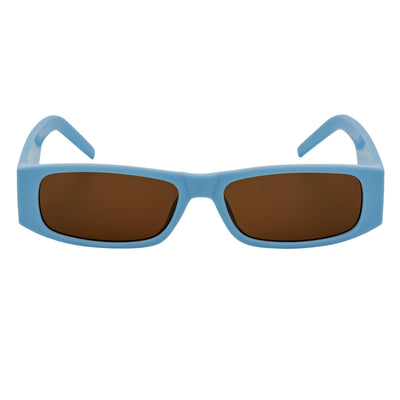 MONTERREY - Thick Frame 90s Style Small Rectangle Sunglasses Blue Brown