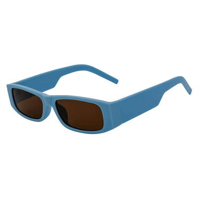 MONTERREY - Thick Frame 90s Style Small Rectangle Sunglasses Blue Brown
