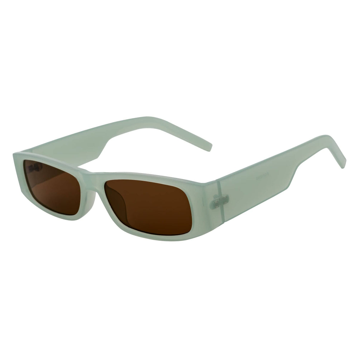 MONTERREY - Thick Frame 90s Style Small Rectangle Sunglasses Clear Mint Brown - MorspecsM1101 - 3