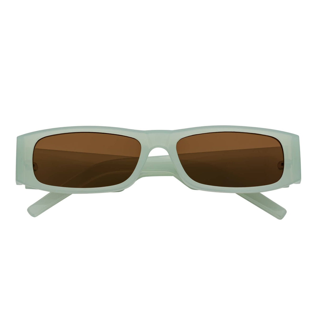 MONTERREY - Thick Frame 90s Style Small Rectangle Sunglasses Clear Mint Brown - MorspecsM1101 - 3