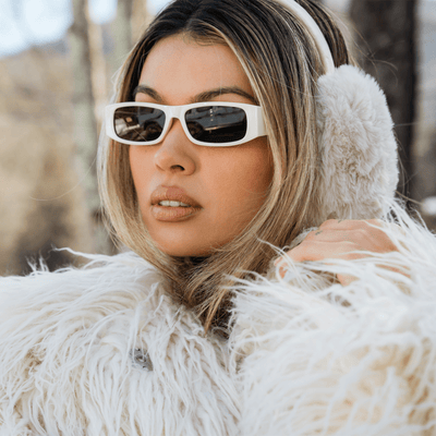 MONTERREY - Thick Frame 90s Style Small Rectangle Sunglasses Cream Brown Lens