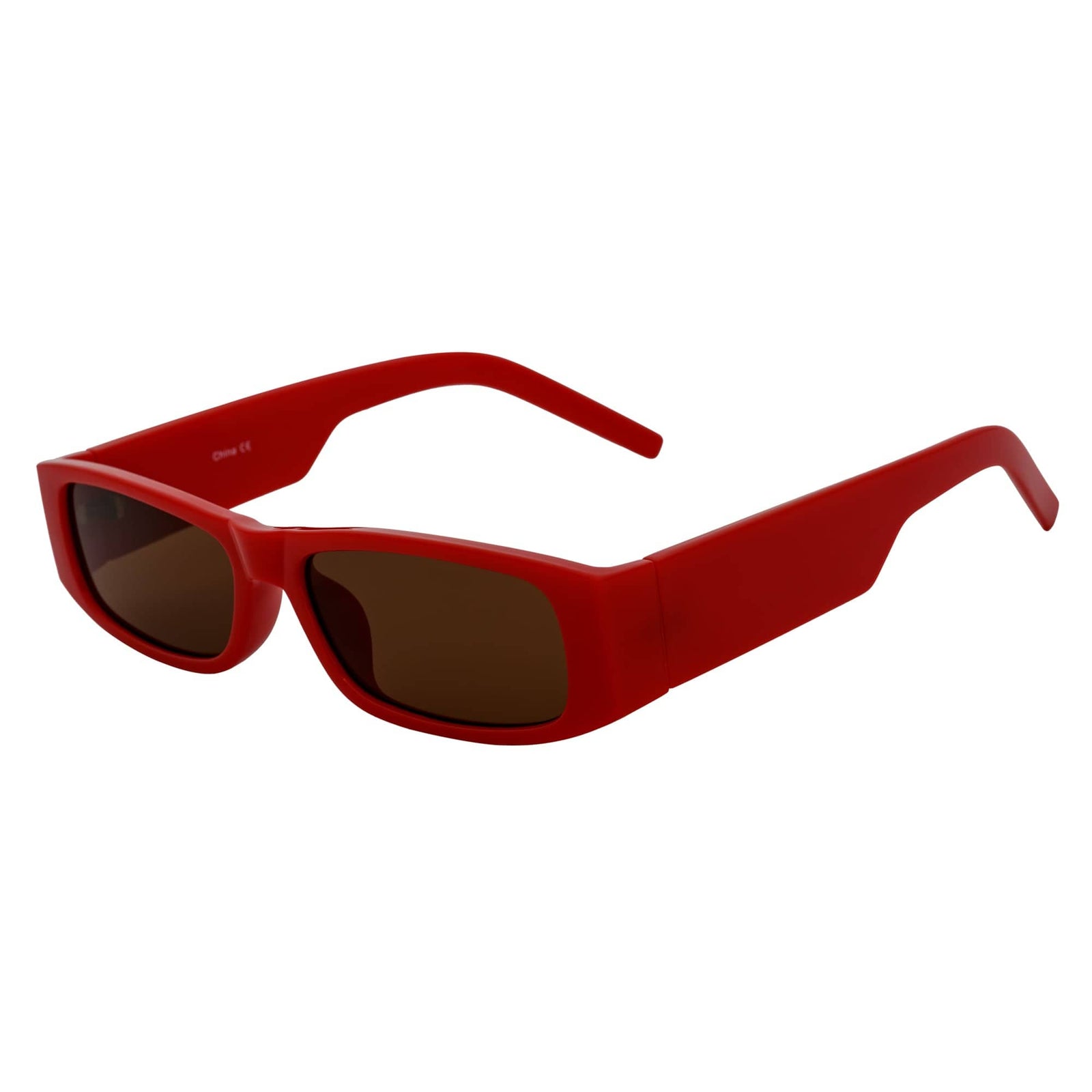 MONTERREY - Thick Frame 90s Style Small Rectangle Sunglasses Red Brown Lens - MorspecsM1101-4
