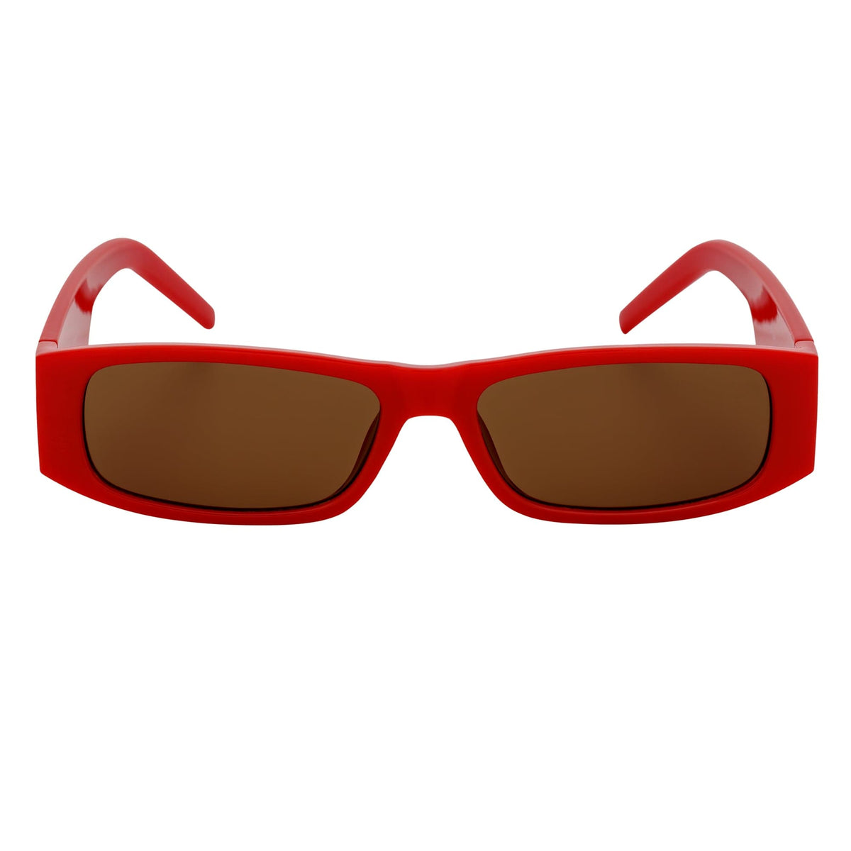 MONTERREY - Thick Frame 90s Style Small Rectangle Sunglasses Red Brown Lens - MorspecsM1101 - 4