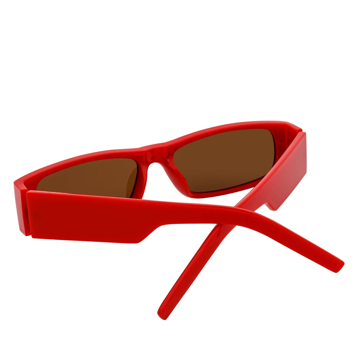 MONTERREY - Thick Frame 90s Style Small Rectangle Sunglasses Red Brown Lens - MorspecsM1101 - 4