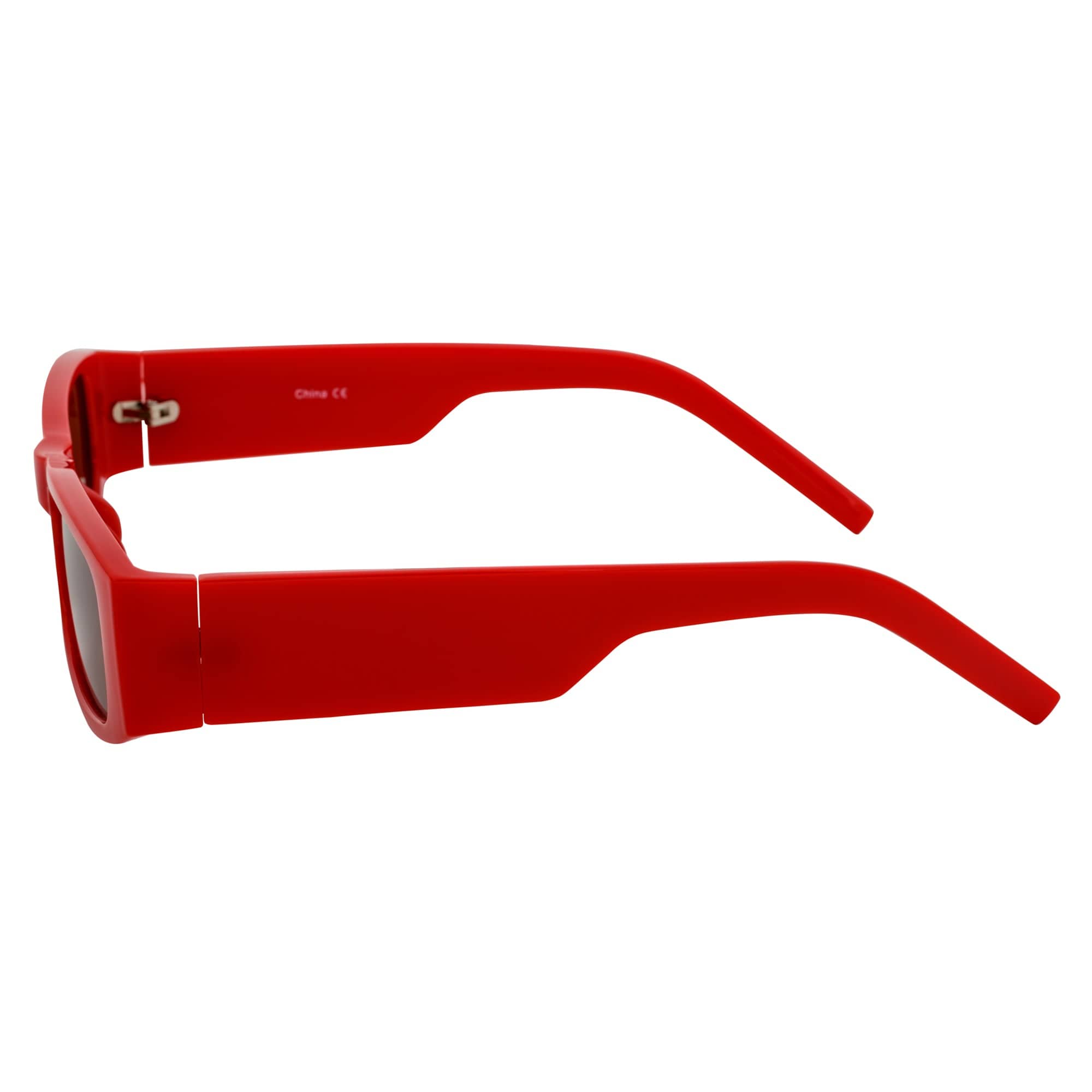 MONTERREY - Thick Frame 90s Style Small Rectangle Sunglasses Red Brown Lens - MorspecsM1101-4