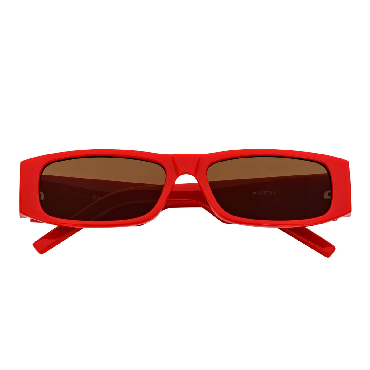 MONTERREY - Thick Frame 90s Style Small Rectangle Sunglasses Red Brown Lens - MorspecsM1101 - 4